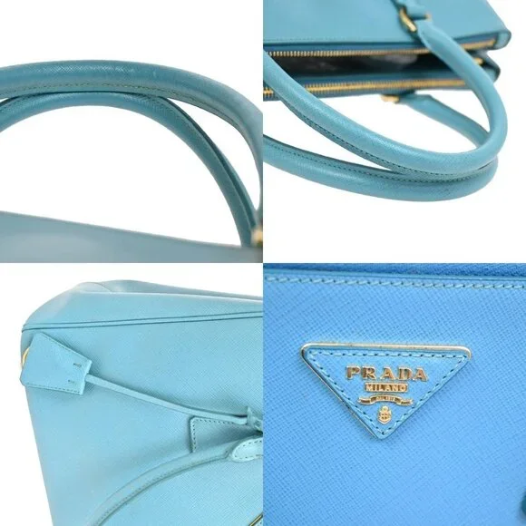 PRADA MILANO Logo 2Way Shoulder Hand Bag Saffiano Leather Blue GHW 12TA271 - Picture 11 of 16